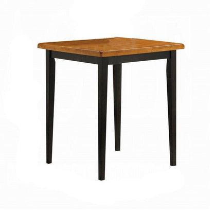 Benjara Gael Counter Height Square Dining Table Set, 4 Stools, Wood, Oak, Black