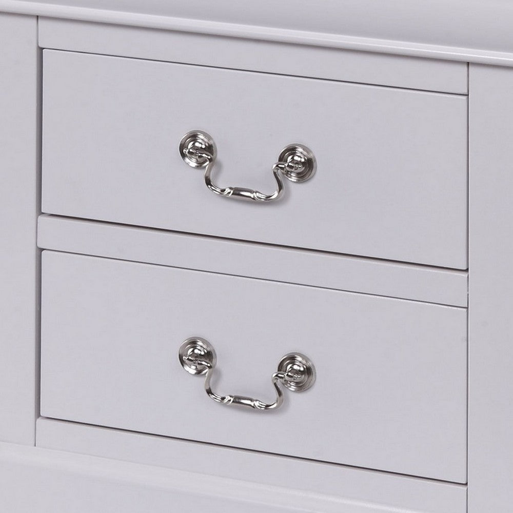 Benjara 24 Inch Modern Classic Nightstand, 2 Drawers, Drop Handles, Wood, White