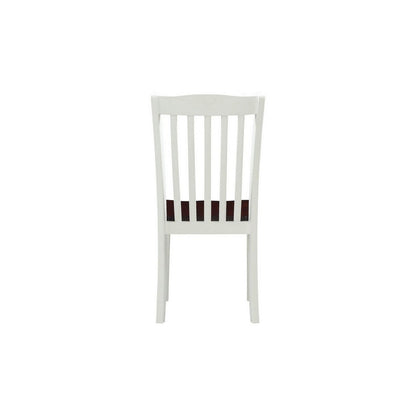 Benjara 22 Inch Solid Wood Side Chair, Classic, Slatted, Set of 2, White, Brown