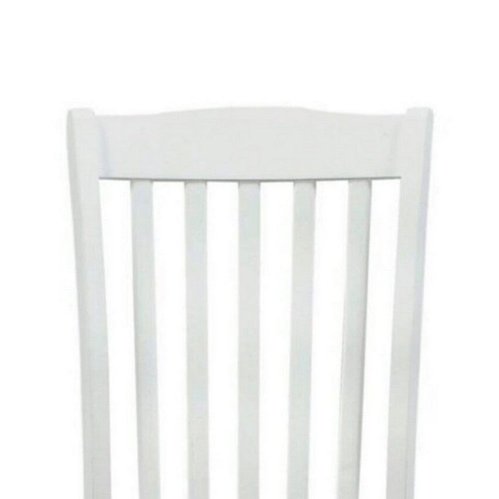 Benjara 22 Inch Solid Wood Side Chair, Classic, Slatted, Set of 2, White, Brown