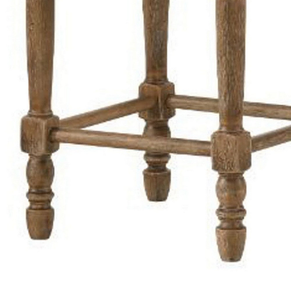 Benjara 24 Inch Classic Wood Counter Height Stool, Upholstered, Set of 2, Gray