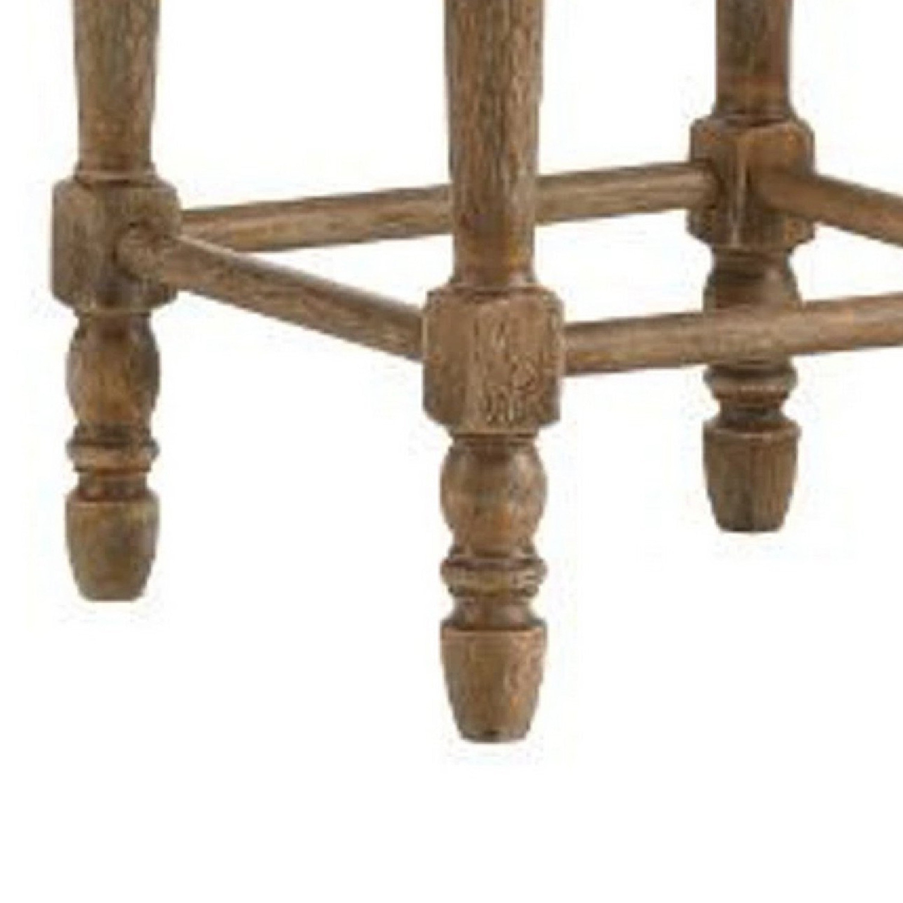 Benjara 24 Inch Classic Wood Counter Height Stool, Upholstered, Set of 2, Gray