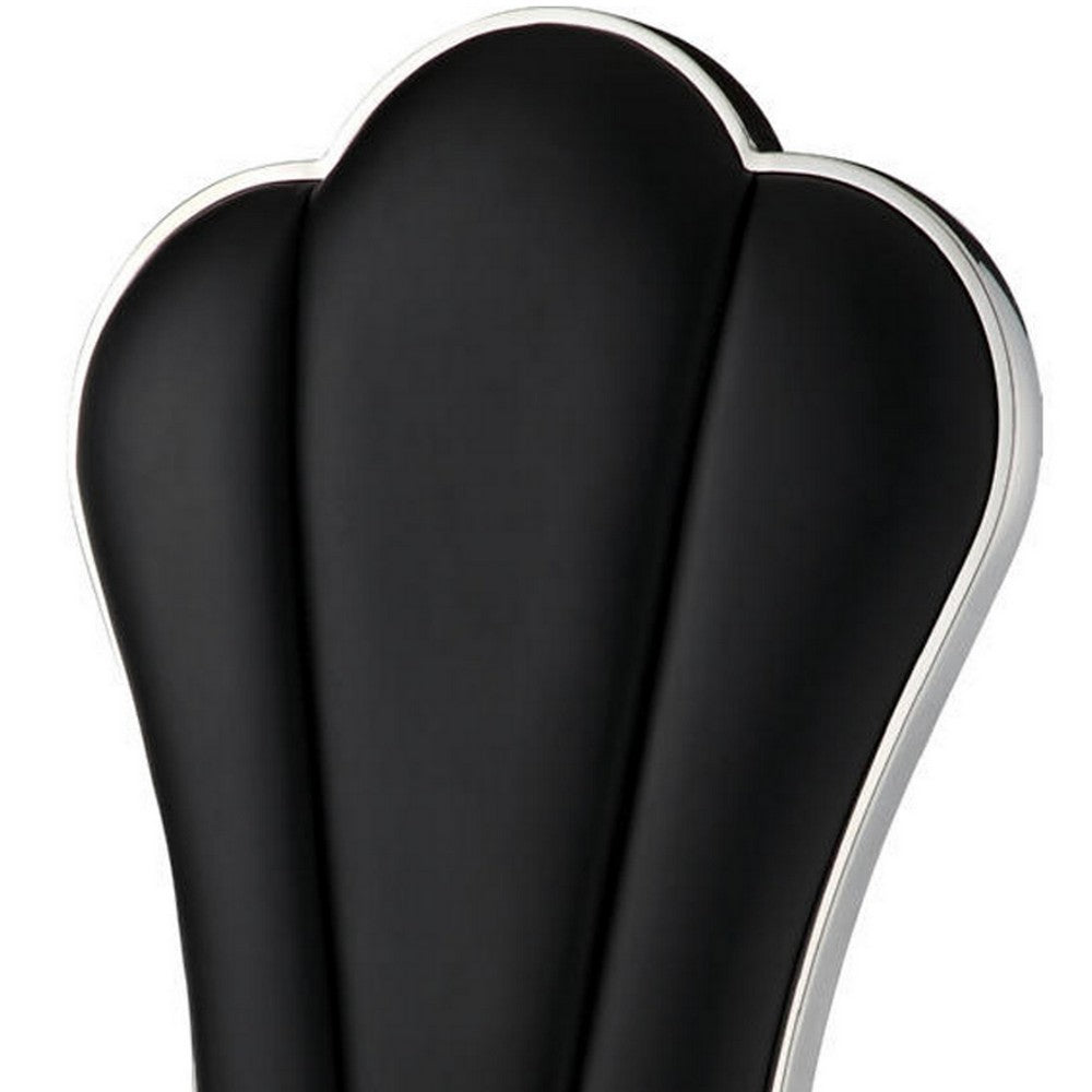 Benjara Kuri 24 Inch Dining Chair, Vegan Faux Leather, Textured, Set of 2, Black
