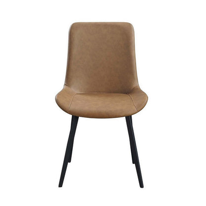 Benjara Eli 20 Inch Parson Style Dining Chair, Vegan Leather, Set of 2, Tan Brown