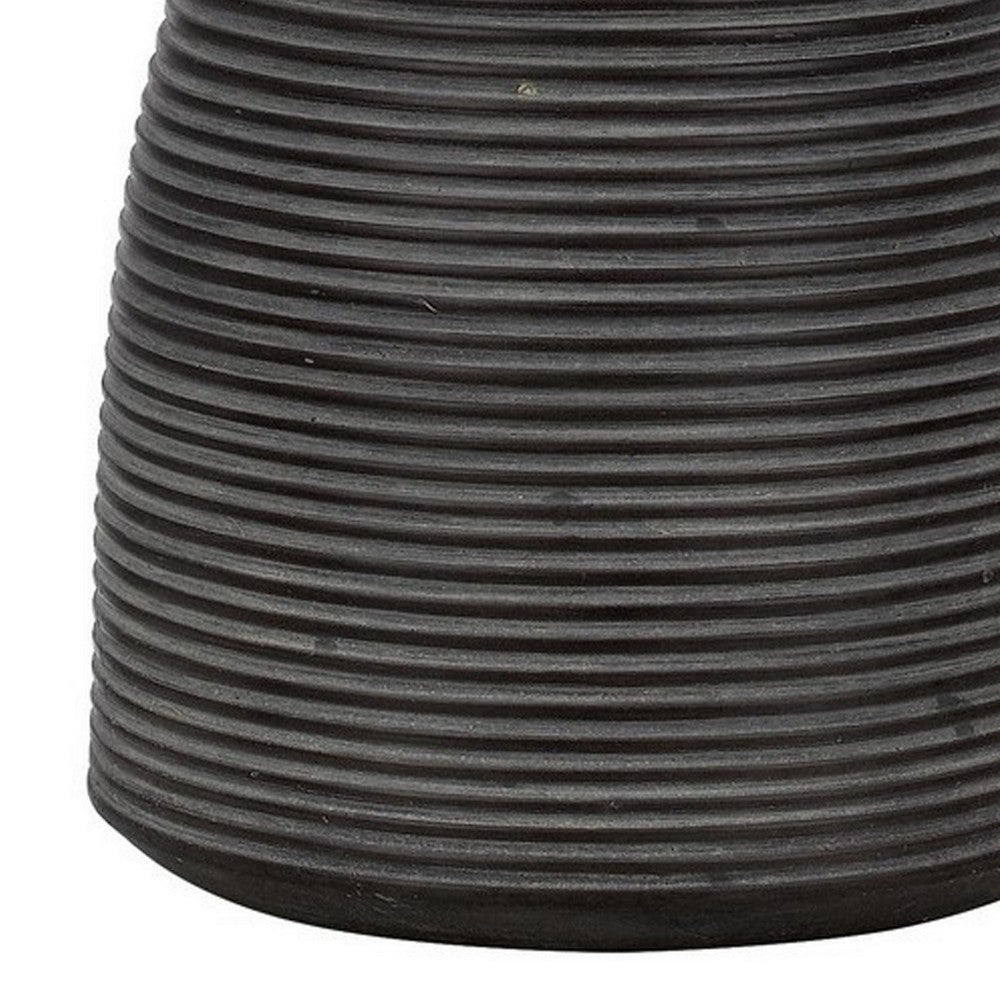 Benjara 29 Inch Classic Table Lamp, Textured Lined Body, Ceramic, Charcoal Black