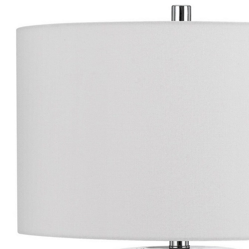 Benjara 29 Inch Accent Table Lamp Set of 2, Tall Cylinder, Ball Finial Accent, Gray