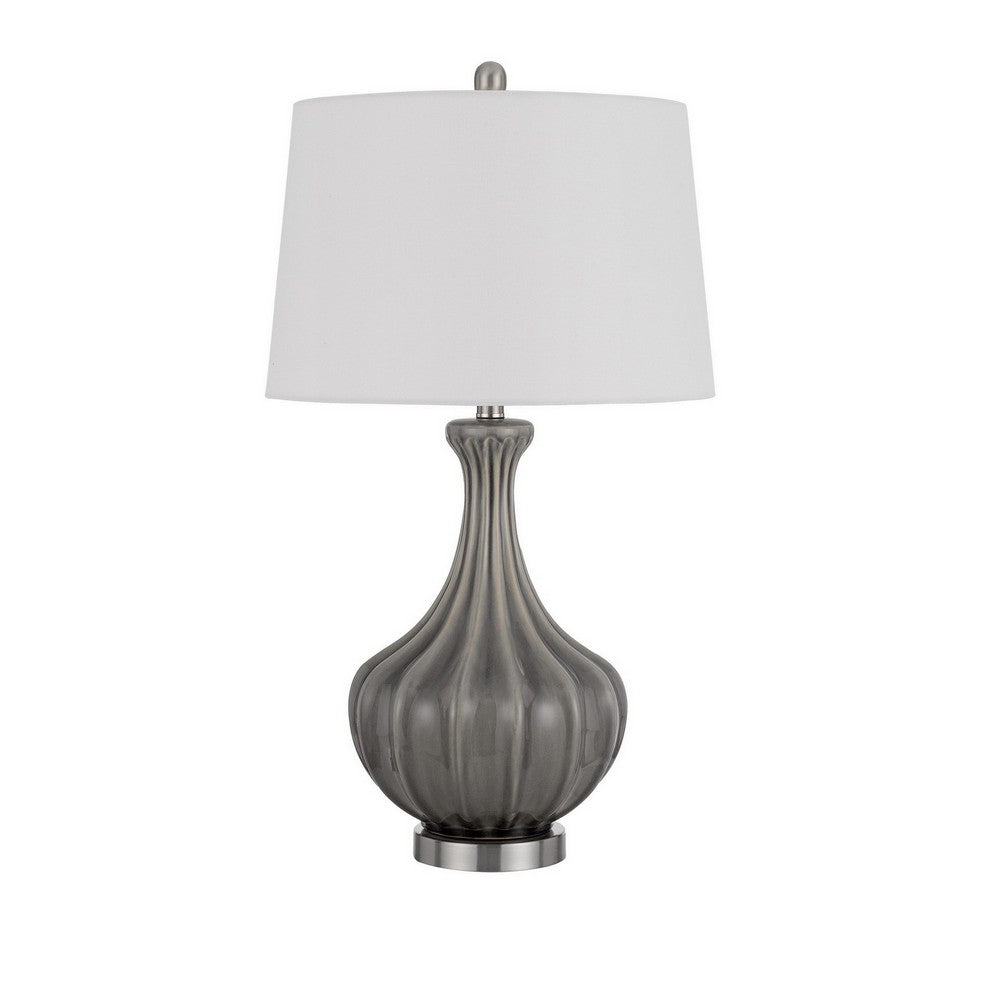 Benjara 29 Inch Accent Table Lamp Set of 2, Elegant Tapered Glass Base, Slate Gray