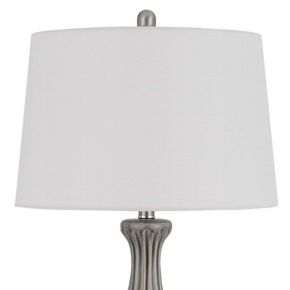 Benjara 29 Inch Accent Table Lamp Set of 2, Elegant Tapered Glass Base, Slate Gray
