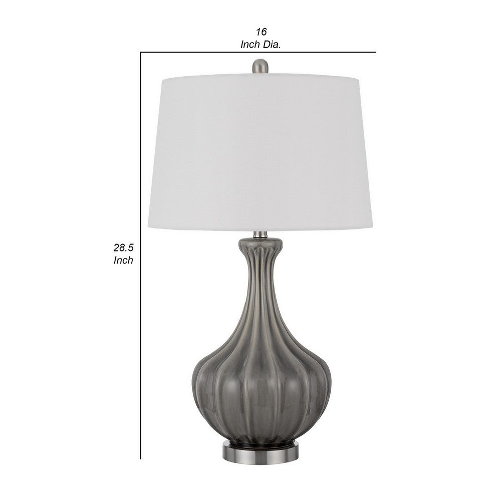 Benjara 29 Inch Accent Table Lamp Set of 2, Elegant Tapered Glass Base, Slate Gray