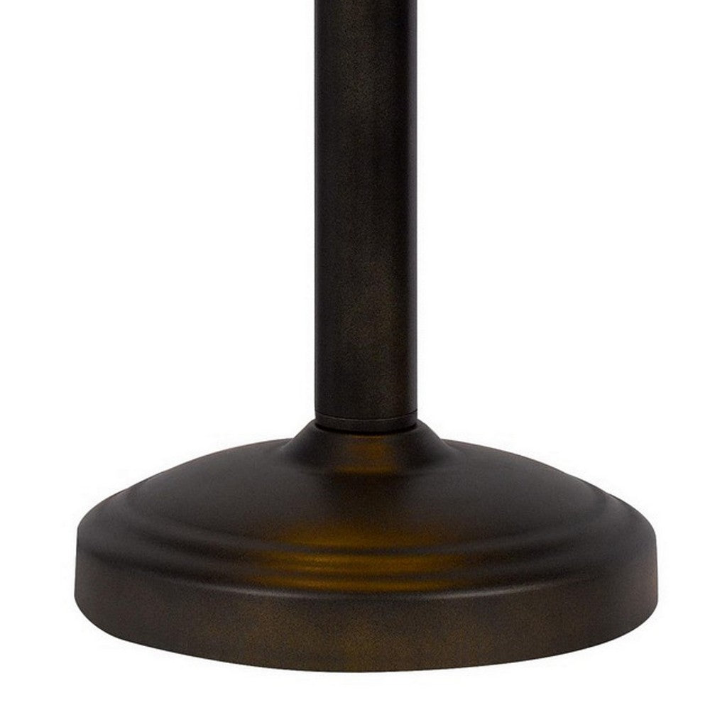 Benjara Eli 24 Inch Tiffany Style Table Lamp, Glass Shade, Antique Bronze