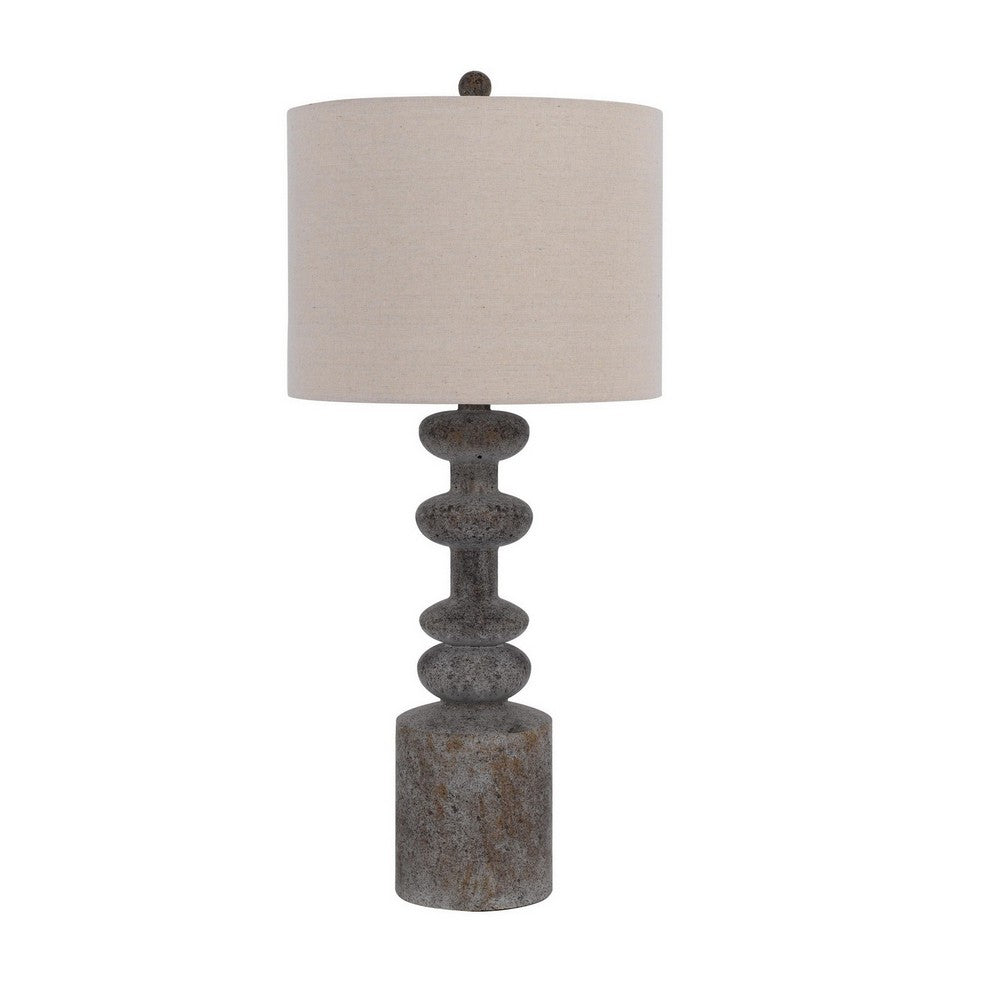 Benjara 31 Inch Accent Table Lamp, Resin Turned Base, Set of 2, Beige, Gray