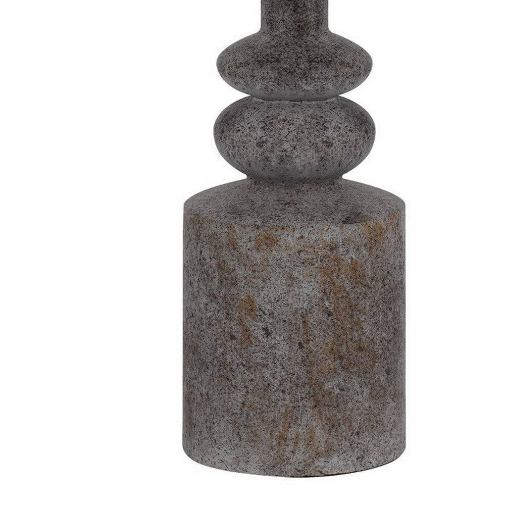Benjara 31 Inch Accent Table Lamp, Resin Turned Base, Set of 2, Beige, Gray
