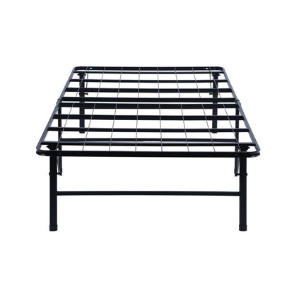 Benjara Folding Bed Frame Queen, Heavy Gauge Steel Metal, Underbed Space, Black