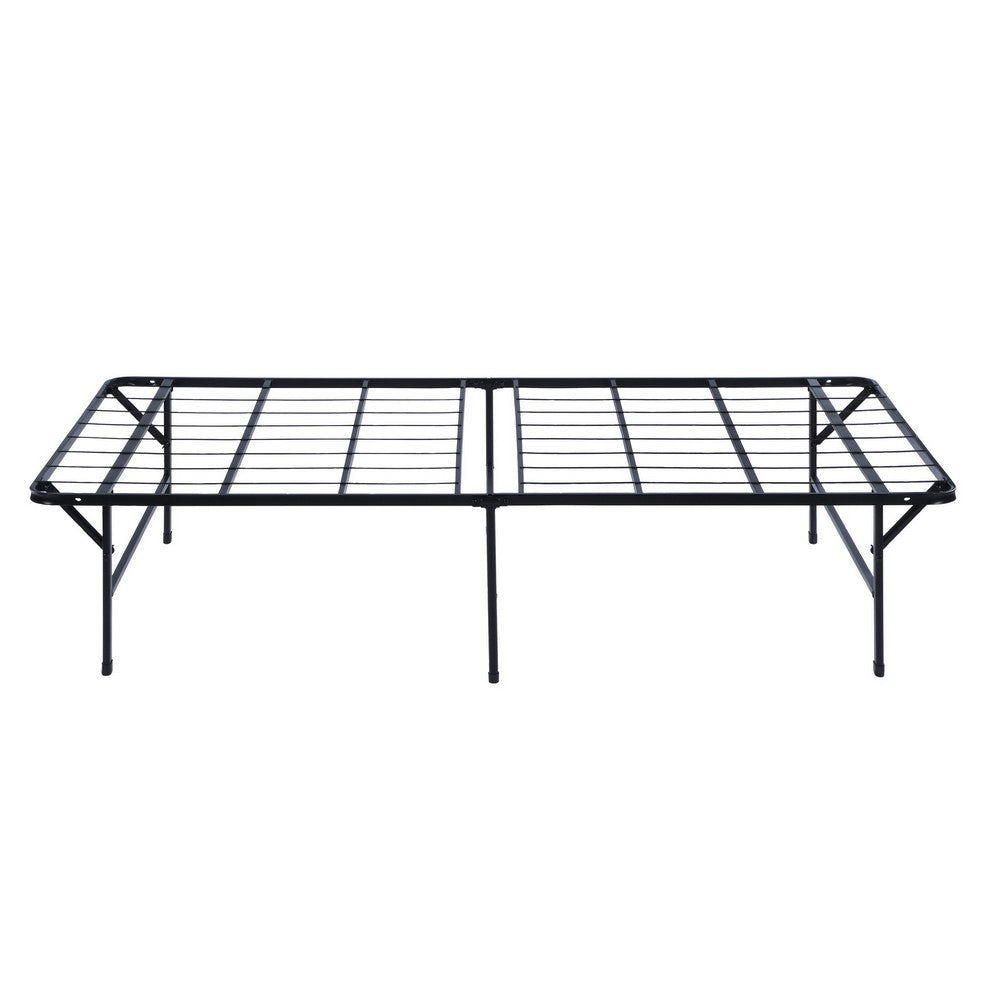 Benjara Folding Bed Frame Queen, Heavy Gauge Steel Metal, Underbed Space, Black