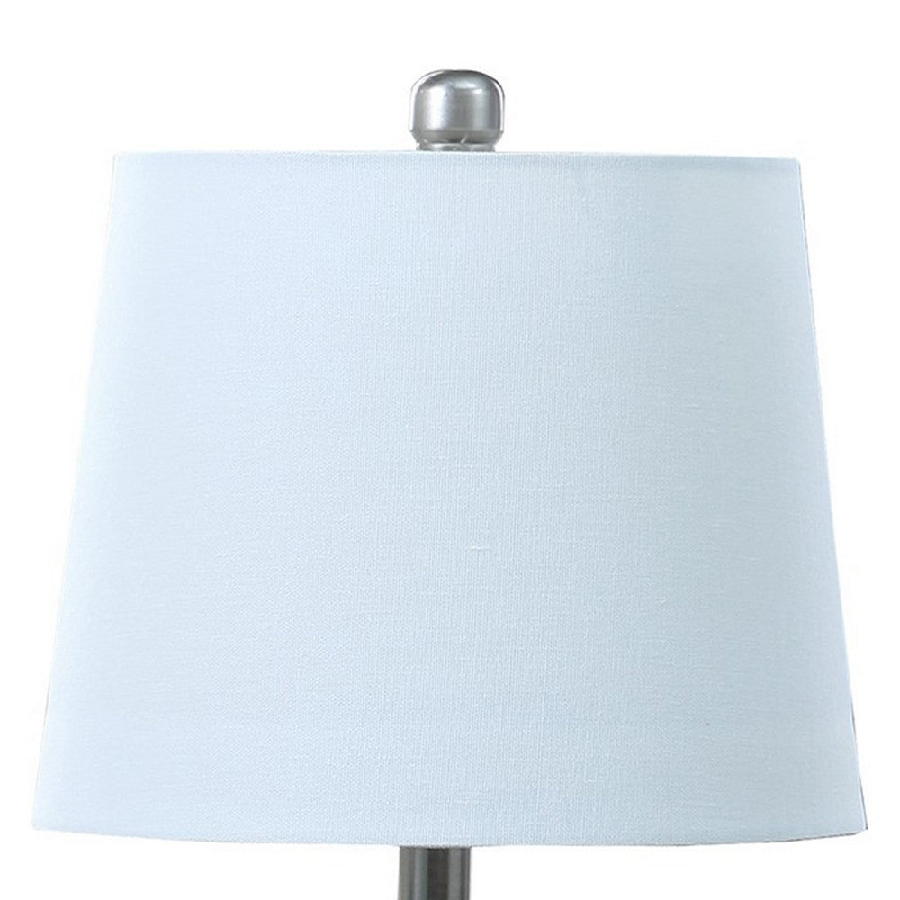 Benjara 22 Inch Accent Table Lamp, Cactus Designed Body, Metal Base, Blue, White