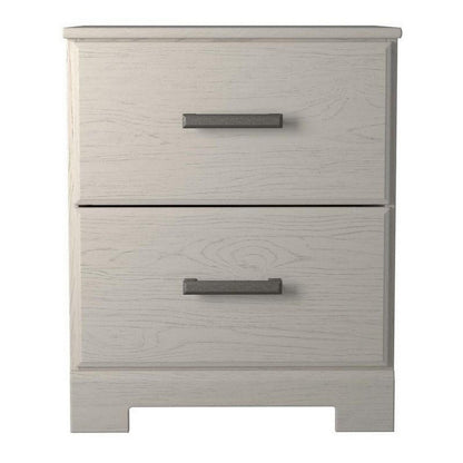 Benjara Tely 24 Inch Modern Rustic Composite Wood Nightstand, 2 Drawers, Oak White