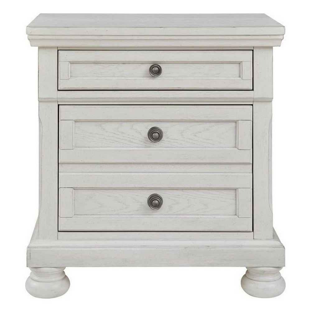 Benjara Julia 30 Inch Casual Nightstand, Wood, 2 Drawers, Pull Out Tray, White