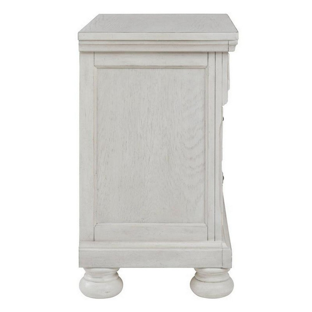 Benjara Julia 30 Inch Casual Nightstand, Wood, 2 Drawers, Pull Out Tray, White