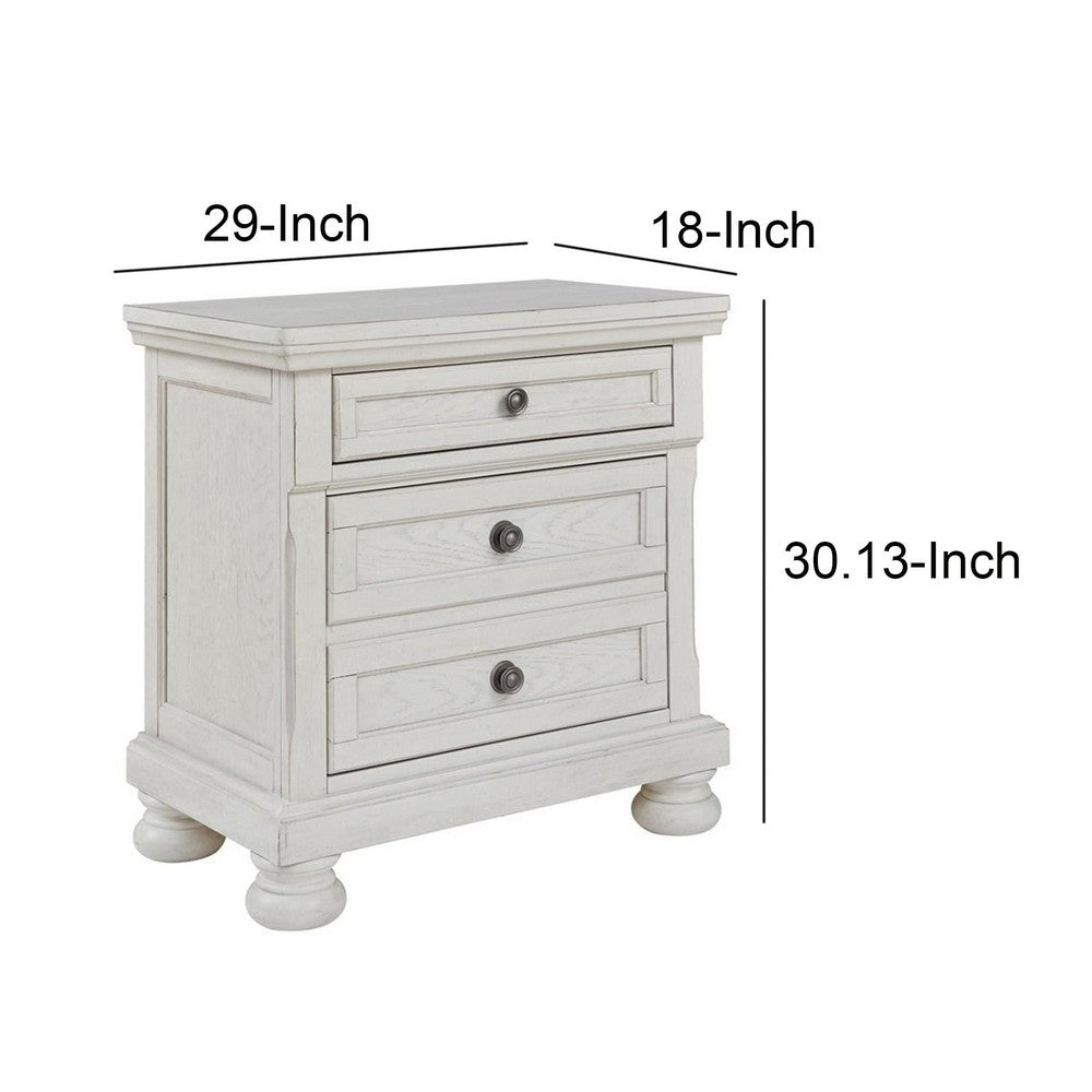 Benjara Julia 30 Inch Casual Nightstand, Wood, 2 Drawers, Pull Out Tray, White