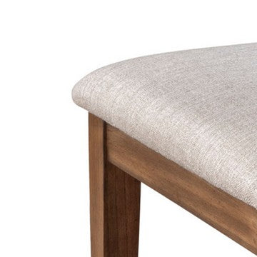 Benjara Dan 25 Inch Dining Side Chair, Slatted Back, Gray Cushion, Set of 2, Brown