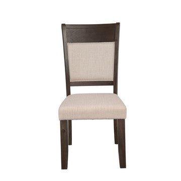 Benjara Brian 25 Inch Dining Side Chair, Fabric Upholstered, Set of 2, Brown, Beige