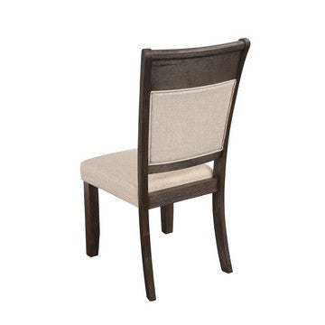 Benjara Brian 25 Inch Dining Side Chair, Fabric Upholstered, Set of 2, Brown, Beige