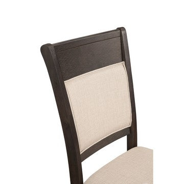 Benjara Brian 25 Inch Dining Side Chair, Fabric Upholstered, Set of 2, Brown, Beige