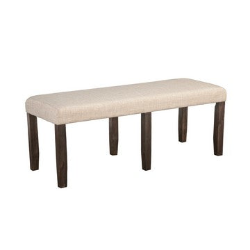 Benjara Brian 51 Inch Acacia Wood Dining Bench, Polyester Upholstery, Brown, Beige