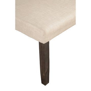 Benjara Brian 51 Inch Acacia Wood Dining Bench, Polyester Upholstery, Brown, Beige