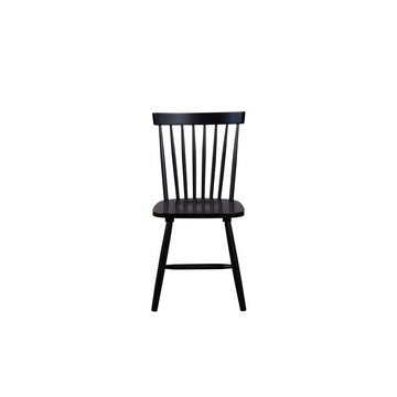 Benjara Ray 18 Inch Dining Side Chair, Rubberwood, Windsor Back, Set of 2, Black