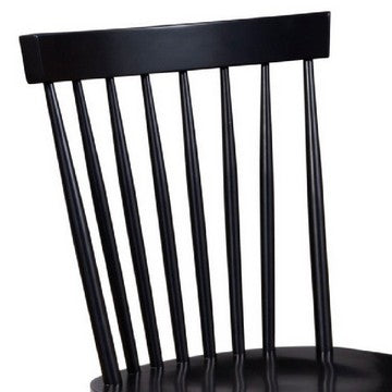 Benjara Ray 18 Inch Dining Side Chair, Rubberwood, Windsor Back, Set of 2, Black
