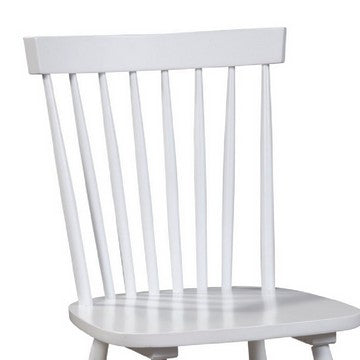 Benjara Ray 18 Inch Dining Side Chair, Rubberwood, Windsor Back, Set of 2, White