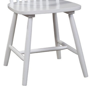 Benjara Ray 18 Inch Dining Side Chair, Rubberwood, Windsor Back, Set of 2, White