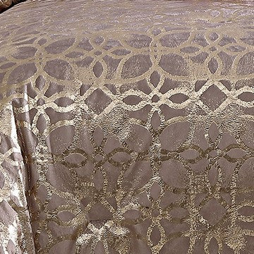 Benjara Eve 10 Piece King Size Poly Velvet Comforter Set, Foil Pattern, Blush Pink