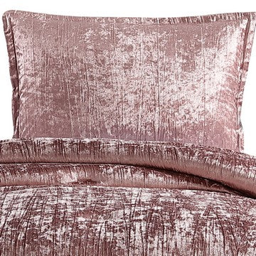 Benjara Jay 2 Piece Twin Comforter Set, Polyester Velvet, Deluxe Texture, Pink
