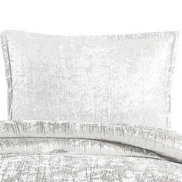 Benjara Jay 2 Piece Twin Comforter Set, Polyester Velvet Deluxe Texture, White