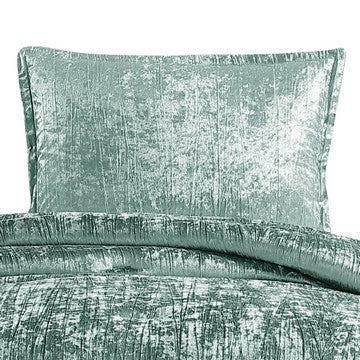 Benjara Jay 2 Piece Twin Comforter Set, Polyester Velvet Deluxe Texture, Green