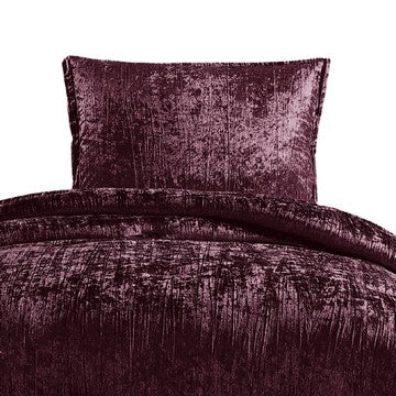 Benjara Jay 2 Piece Twin Comforter Set, Purple Polyester Velvet Deluxe Texture