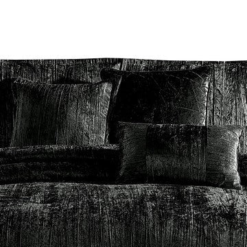 Benjara Jay 7 Piece King Comforter Set, Polyester Velvet, Deluxe Texture Black