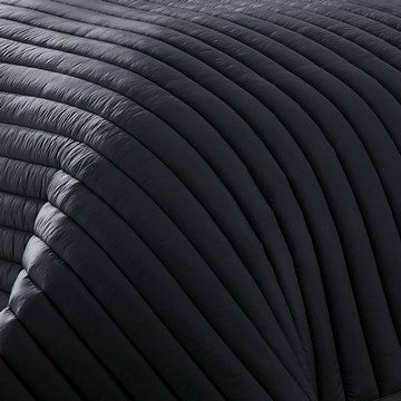 Benjara Cabe 3 Piece Queen Comforter Set, Polyester Puffer Channel Quilted, Black