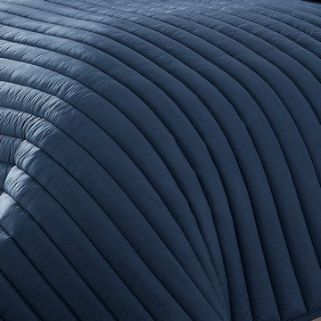 Benjara Cabe 2 Piece Twin Comforter Set, Polyester Puffer Channel Quilted Navy Blue