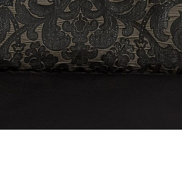 Benjara Pixie 9 Piece Polyester Queen Comforter Set, Damask Pattern, Charcoal Gray