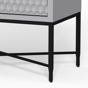 Benjara Rexi 26 Inch 2 Drawer Nightstand, Honeycomb, Mahogany, Light Gray, Black
