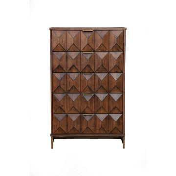 Benjara Ivy 48 Inch Tall Dresser Chest, 5 Drawers, Textured, Pine Wood, Dark Brown