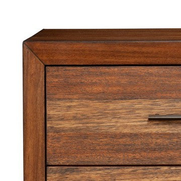 Benjara Paul 35 Inch Small Dresser Chest, 3 Drawers, Metal Bar Handles, Warm Brown