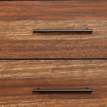 Benjara Paul 35 Inch Small Dresser Chest, 3 Drawers, Metal Bar Handles, Warm Brown