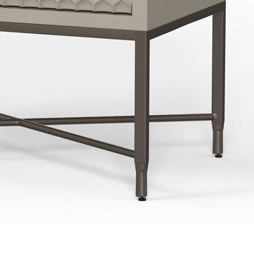 Benjara Rexi 26 Inch 2 Drawer Nightstand, Honeycomb, Mahogany Wood, Taupe Gray