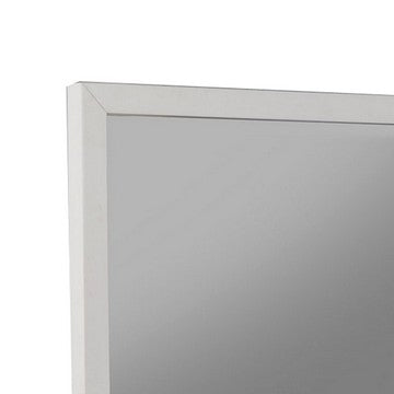 Benjara Rexi 37 x 40 Rectangular Dresser Wall Mirror, Mahogany Wood, White Frame