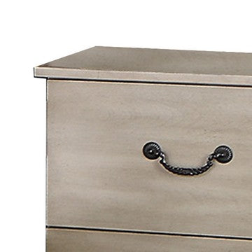 Benjara Bran 27 Inch Modern 2 Drawer Nightstand, Pine Wood, Grains, Light Brown