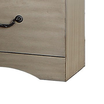 Benjara Bran 27 Inch Modern 2 Drawer Nightstand, Pine Wood, Grains, Light Brown